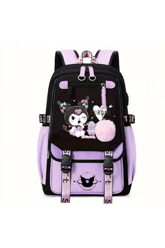 Lovely Kuromi Melody Backpacks Cosplay Unisex Students School Bag Patchwork Cartoon Bookbag Laptop Travel Outdoor Mochilas