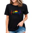 thumbnail image 1 of Lovely LGBT Gay Pride Heartbeat Lesbian Gays Love T-Shirt Black Large, 1 of 4