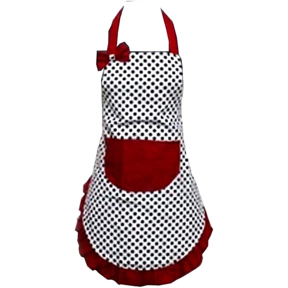 Lovely Lady Dot Flirty Canvas Funny Apron Restaurant Kitchen Aprons for Women Girls with Pocket (Black)