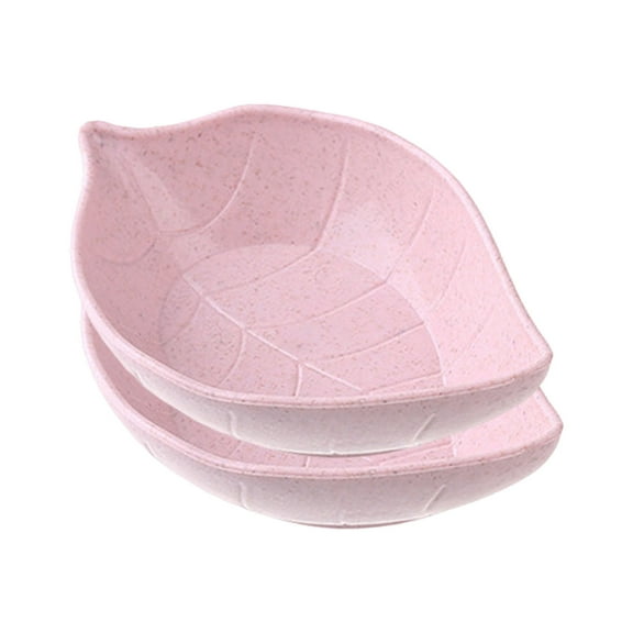 Lovely Leaf Shaped Wheat Straw Seasoning Dishes/Ketchup Saucers/Appetizer Plates/Vinegar Spice Salad Soy Sushi Wasabi Seasoning Dipping Bowls, Pink