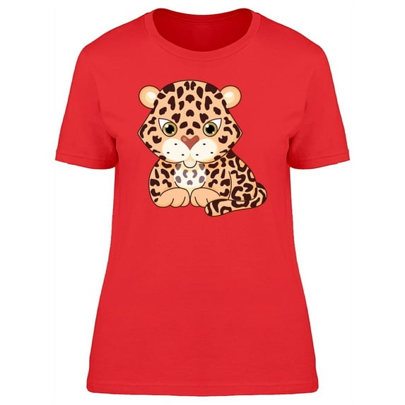 Lovely Leopard Cartoon T-Shirt Women -Image by Shutterstock, Female XX-Large