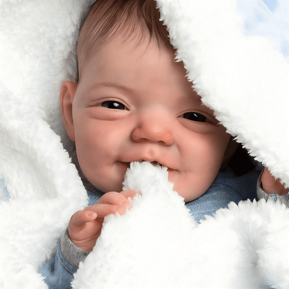 Lovely Lifelike Reborn Baby Dolls 19 Inch 48 cm Realistic Newborn Babies Handmade Soft Cloth Body Painted Hair Blue Eyes Gift for Kids 3+