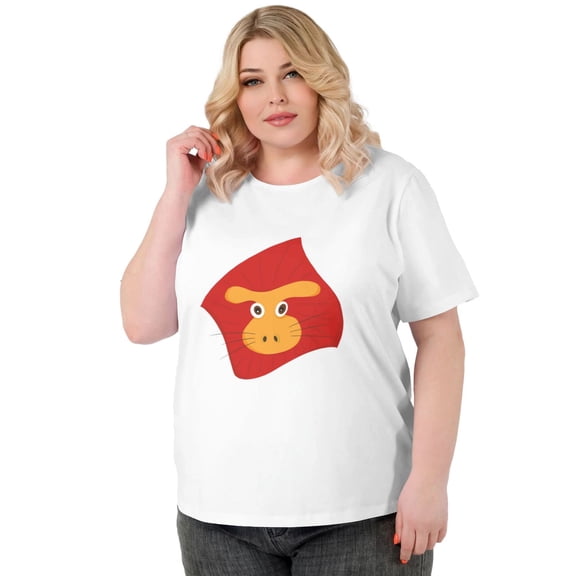 Lovely Lion Head Summer new products, plus-size women's wear, casual sportswear women's wear, cute T-shirts, round-neck printed T-shirts,White 6XL