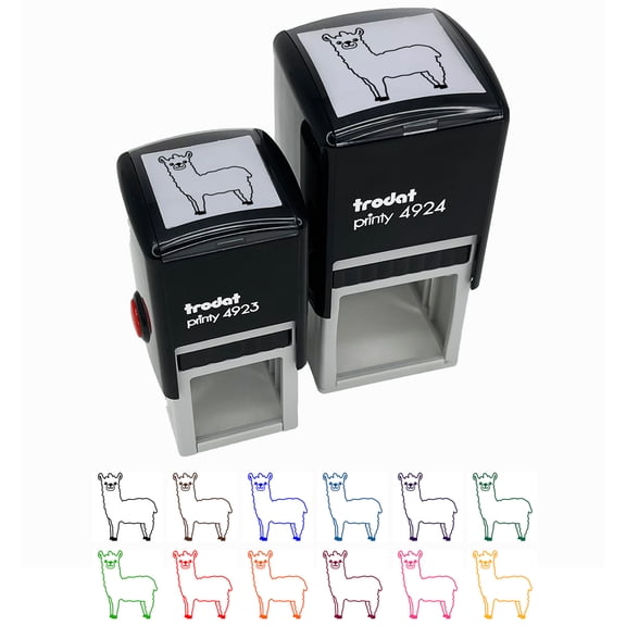 Lovely Llama Alpaca Self-Inking Rubber Stamp Ink Stamper - Brown Ink - Small 1 Inch