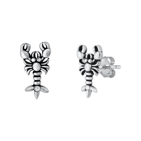 Lovely Lobster Stud Earrings, Sterling Silver 925, Sea CharmJewelry