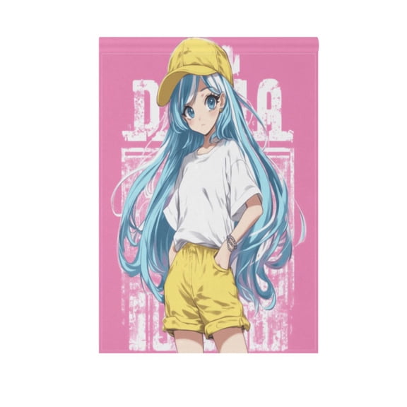 Lovely Long Hair Girl Garden Flag 12X18 Double Sided Yard Flags for Outside Outdoor All Seasonal Decoration