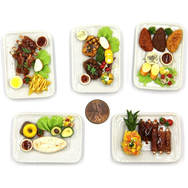 Lovely Mixed 5 Assorted Hawaiian Grilled Steak with Appetizer Dish Dollhouse Miniature Food Tiny Food for Collectibles Compatible with Barbie Dollhouse and Diorama Scale 1 6 1 6 Walmart