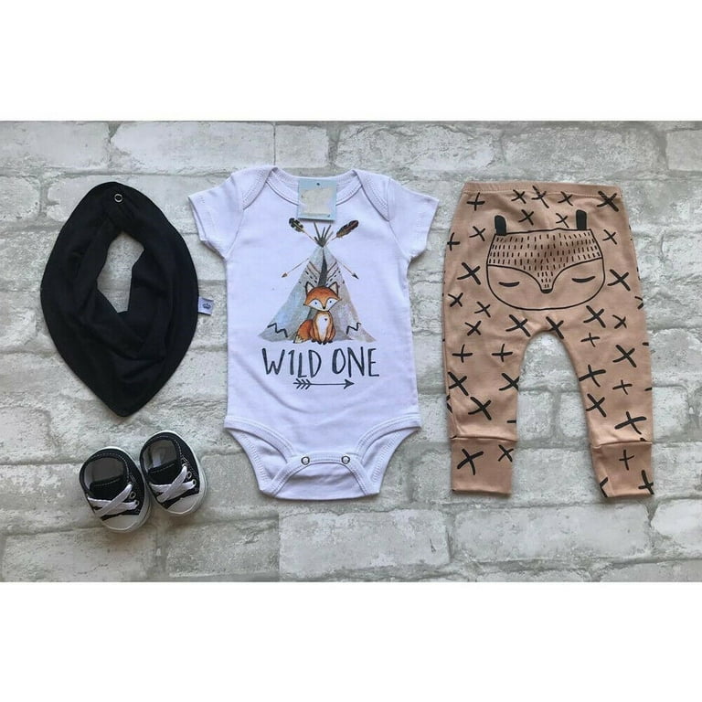 Lovely Newborn Baby Boy Girl Fox print Clothes Tops Romper+Harem