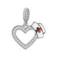 thumbnail image 1 of Lovely Nurse Hat Heart Pendant With CZ, Sterling Silver with Chain Necklace, 1 of 3