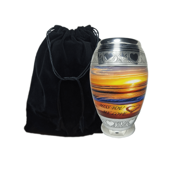 Lovely Ocean Missing Someone Cremation Urn Funeral Urn For Adult Male Ashes Plus Velvet Bag for Safety