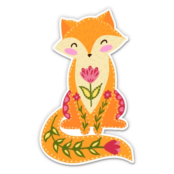 Lovely Orange Fox - 3" Vinyl Sticker - For Car Laptop Water Bottle Phone - Waterproof Decal