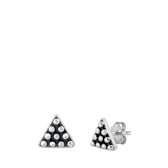 Lovely Oxidized Sterling Silver Bali Triangle Post Stud Earrings 925 New Jewelry Female Unisex