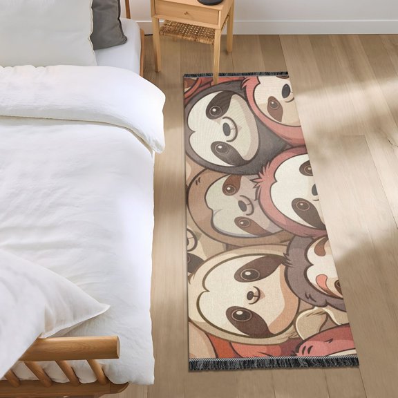Lovely Pandas Face Runner Area Rug 2x6 Soft Non-Slip Washable Bedside Carpet for Hallway Bedroom Living Room Home Decor