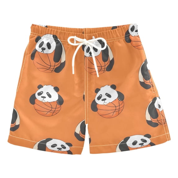Lovely Pandas Hug Basketballs Boys' Swim Trunks Board Shorts Beach Pants Bathing Bottoms 2T