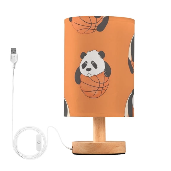 Lovely Pandas Hug Basketballs Table Lamp with USB Port LED Warm Light Lamp Night Light Home Decor