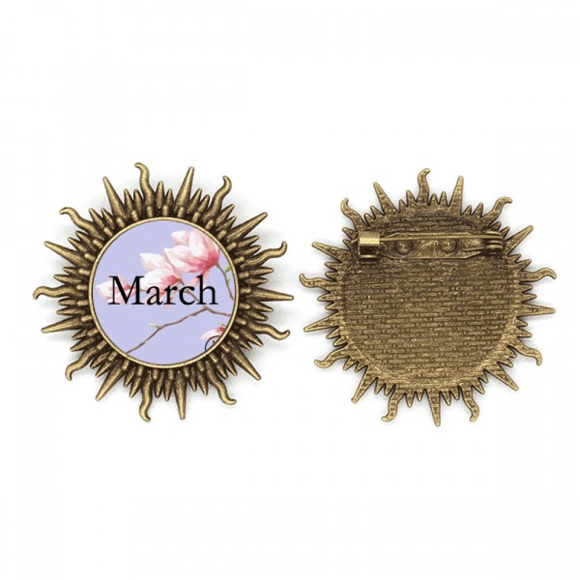 Lovely Peach Blossom March Pattern Metall Sonne Brosche Haken Pin