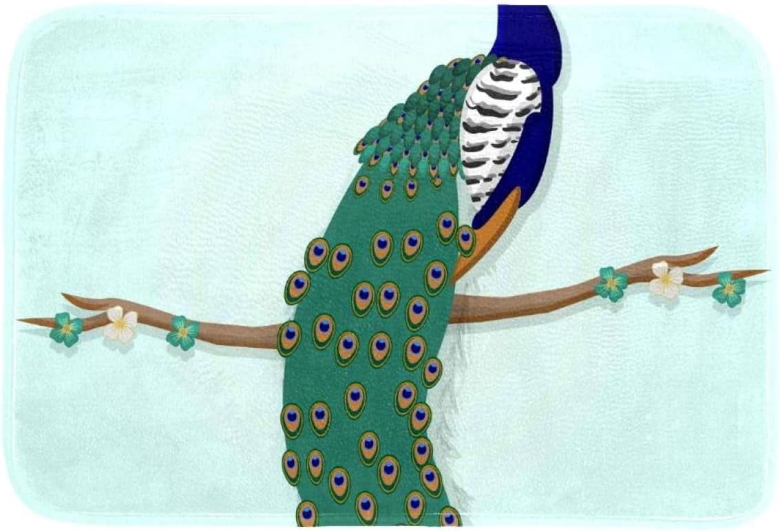 Lovely Peacock Door Mat Quick Dry Shoe Scraper Stain and Fade Resistant