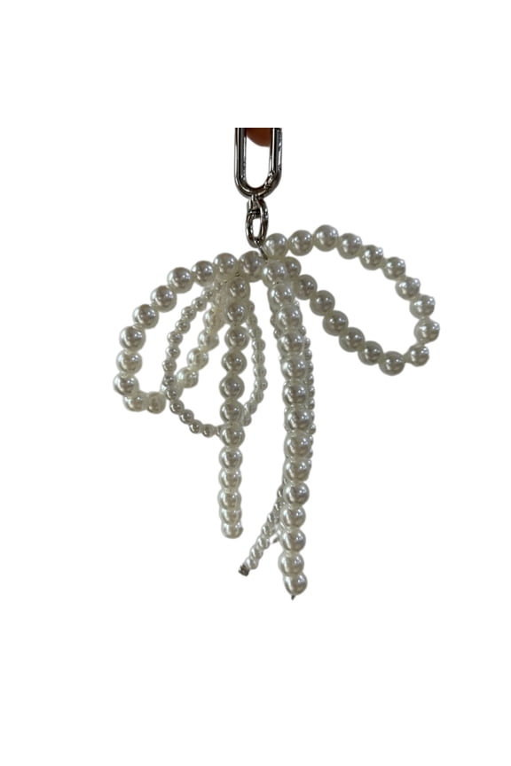 Lovely Pearl Beaded Bowknot Keychain Hangings Decoration Keyring Ornament