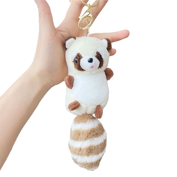 Lovely Pendant Keyring Ornament Big Tailed Plush Raccoon Charm Keychain Handbag Charm Gift for Girls Women