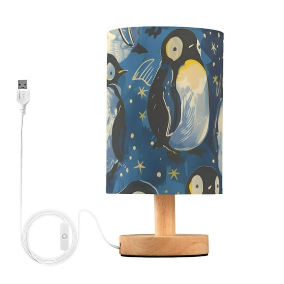 Lovely Penguin Babies Starry Night Style Table Lamp with USB Port LED Warm Light Lamp Night Light Home Decor