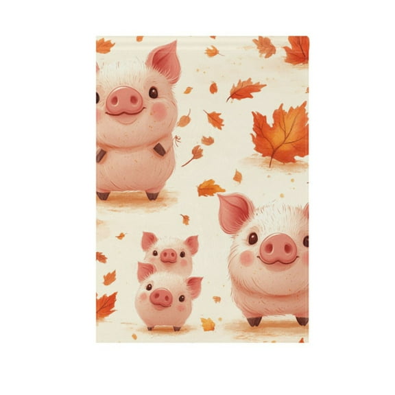Lovely Pig and Leaf Garden Flag 12X18 Double Sided Yard Flags for Outside Outdoor All Seasonal Decoration