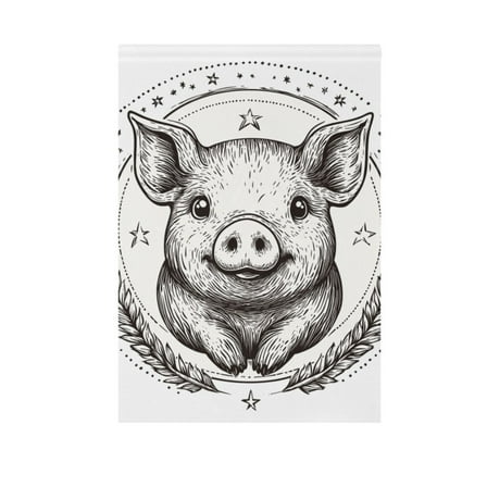 Lovely Pig with Wheat Garden Flag 12X18 Double Sided Yard Flags for Outside Outdoor All Seasonal Decoration