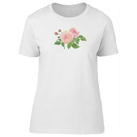 Lovely Pink Flowers, Watercolor T-Shirt Women -Image by Shutterstock, Female Medium