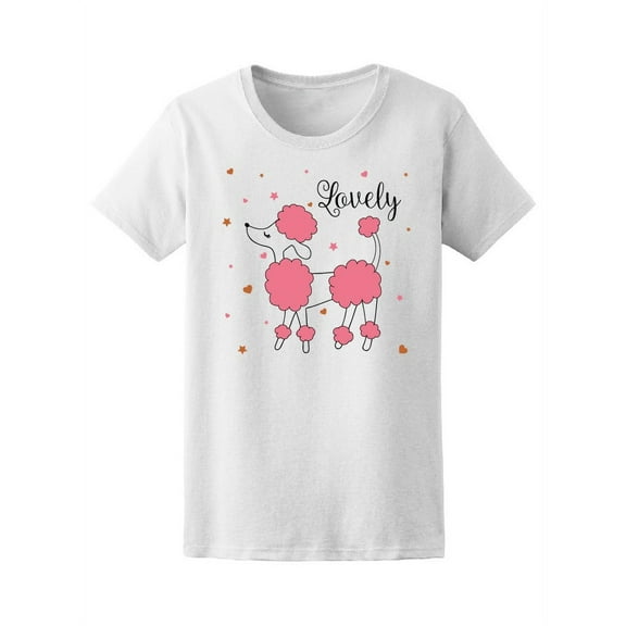 Lovely Pink Poodle Sketch T-Shirt Women -Image by Shutterstock, Female Medium