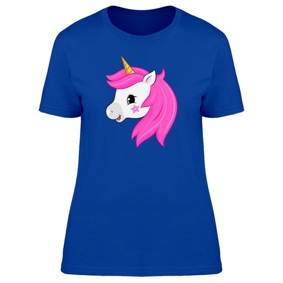 Lovely Pink Unicorn Cartoon T-Shirt Women -Image by Shutterstock, Female Large