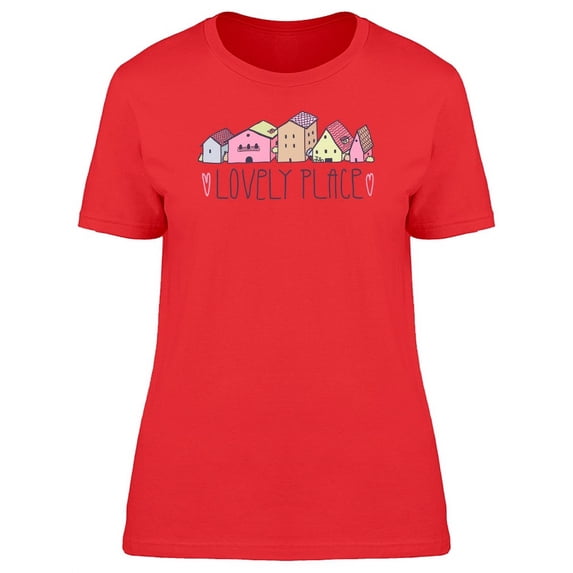 Lovely Place Home, House Doodles T-Shirt Women -Image by Shutterstock, Female Large