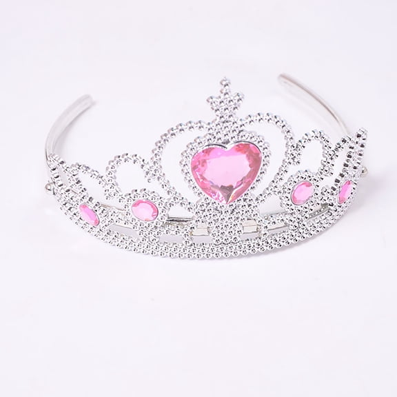 Lovely Plastic Hairbands Blue Rhinestone Princess Crown Headbands Heart Birthday Tiara For Girls Hair Accessories