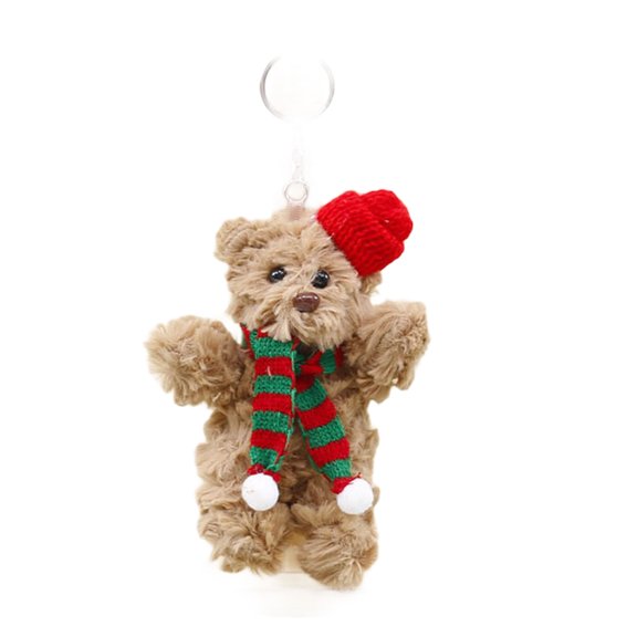 Lovely Plush Bear Decorations Delicate Bear Pendant Keychains Ornament for Christmas Tree and Party Decors