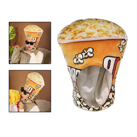 Lovely Plush Popcorn Hat Party Costume Hat Headgear for Adults Kids Headdress Cosplay Headwear Dress up Hat Carnival Festival Photo Prop