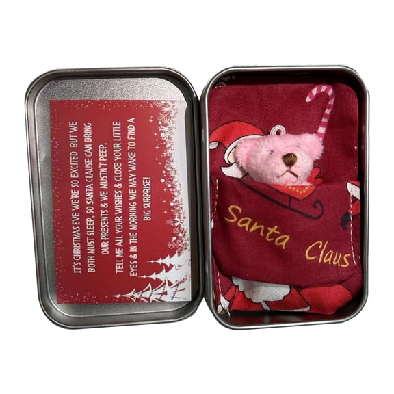 Lovely Pocket Bear Hug Doll in a Tin Box with Greeting Card Plush Stuffed Bear Doll with Card Kids Christmas Gift