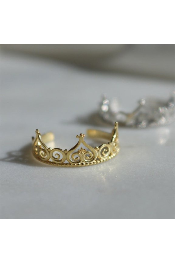 Womens Adjustable Ring Princess Crown Geometric Alloy Electroplated Fashion Jewelry High Quality New Design Stylish