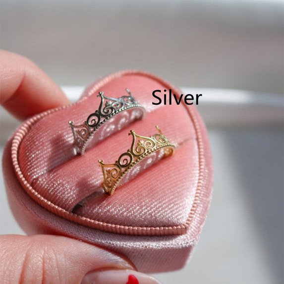 Womens Adjustable Ring Princess Crown Geometric Alloy Electroplated Fashion Jewelry High Quality New Design Stylish