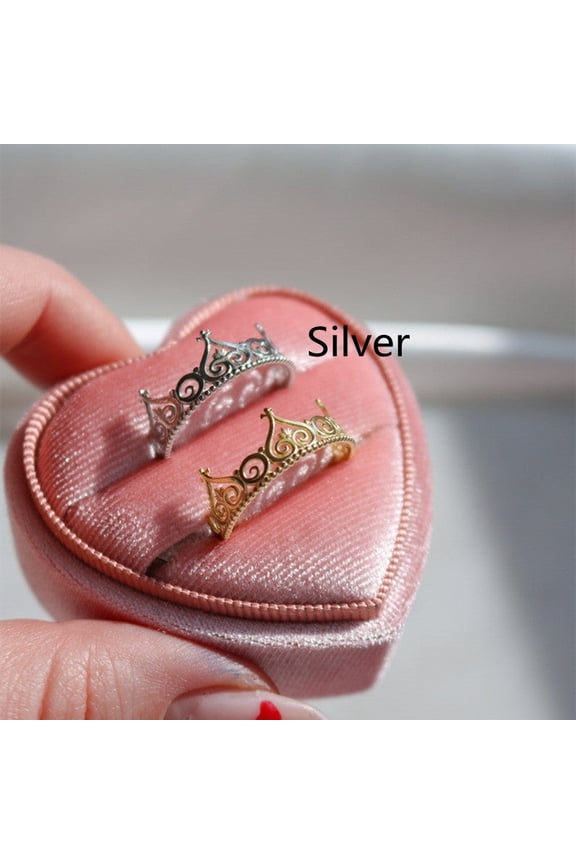 Womens Adjustable Ring Princess Crown Geometric Alloy Electroplated Fashion Jewelry High Quality New Design Stylish