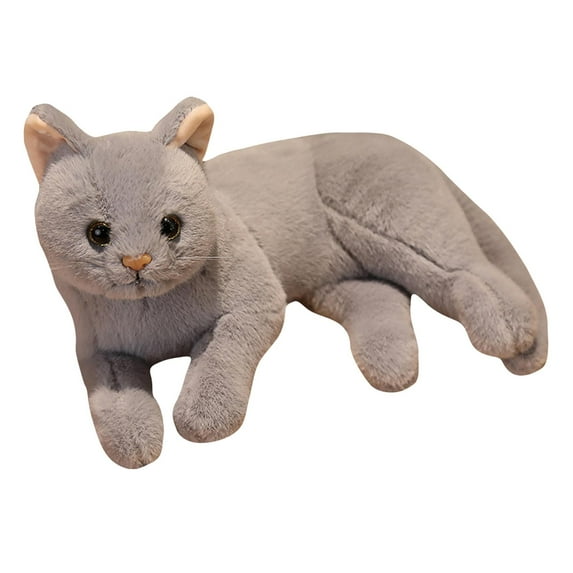 Lovely Prone Cat Plush Doll, Sofa Throw Pillow Decoration, Stuffed Animal, Comfortable Lifelike Cat Plush Toys, As A Gift, Home Decor Office Gray