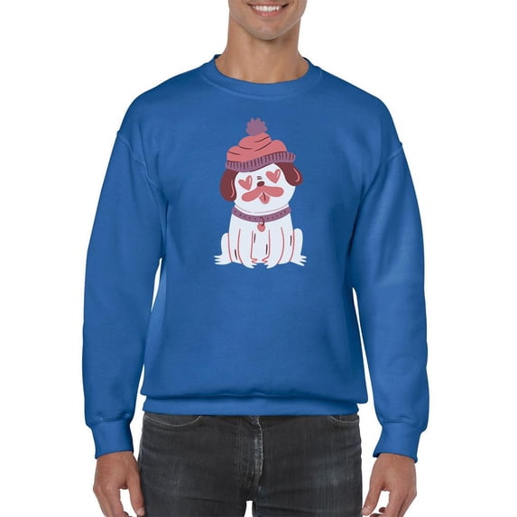 Lovely Pug Sweatshirt Men -Smartprints Designs, Male 3X-Large
