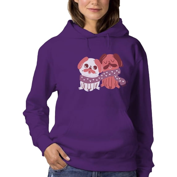 Lovely Pugs Hoodie Women -Smartprints Designs, Female 3X-Large
