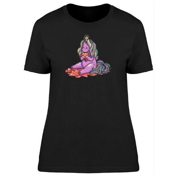 Lovely Purple Colorful Unicorn T-Shirt Women -Image by Shutterstock, Female Large