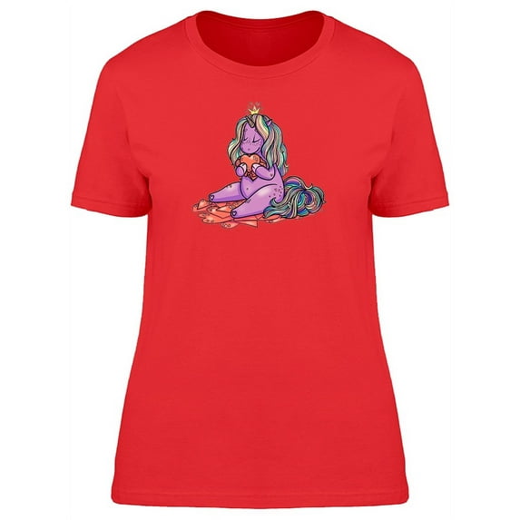 Lovely Purple Colorful Unicorn T-Shirt Women -Image by Shutterstock, Female x-Large