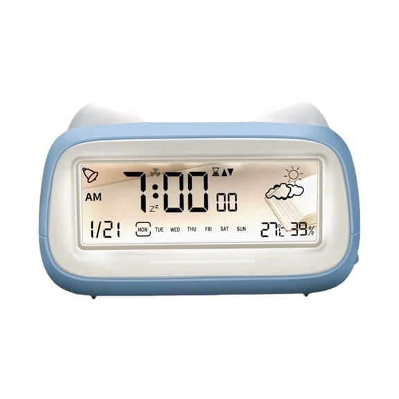 Lovely Puss Molded Touch Panel Electronic Clock With Surrounding Light And Envir