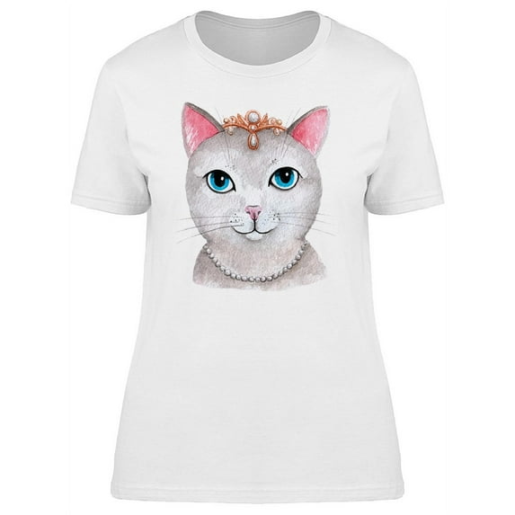 Lovely Queen Watercolor Kitten T-Shirt Women -Image by Shutterstock, Female XX-Large
