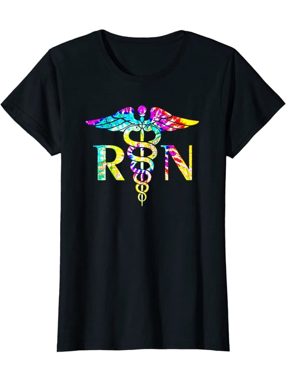 Lovely RN Registered Nurse Tie Dye T-Shirt Black Tee