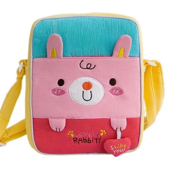 [Lovely Rabbit] Embroidered Applique Fabric Art Shoulder Bag / Swingpack / Travel Bag (8.1*6.5*2.4)