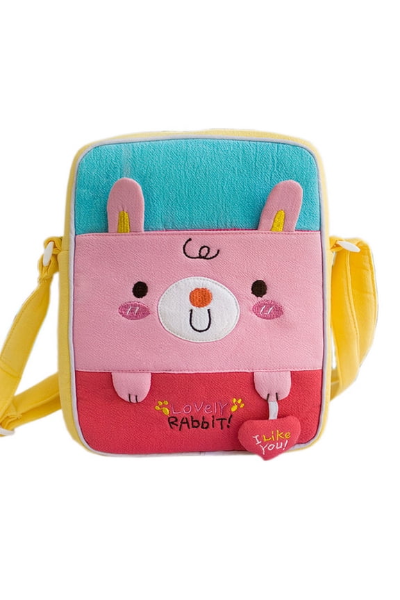 [Lovely Rabbit] Embroidered Applique Fabric Art Shoulder Bag / Swingpack / Travel Bag (8.1*6.5*2.4)