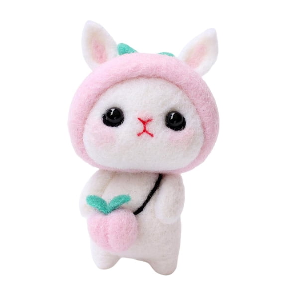 Lovely Rabbit Felting - Arts and Crafts Wool for Decorations, Ornaments Handcraft Felt Animal Set Pink