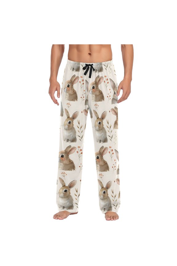Lovely Rabbit Men's Pajama Pants with Pocket Lounge Pants Pajama Sleep Pant Pj Comfortable