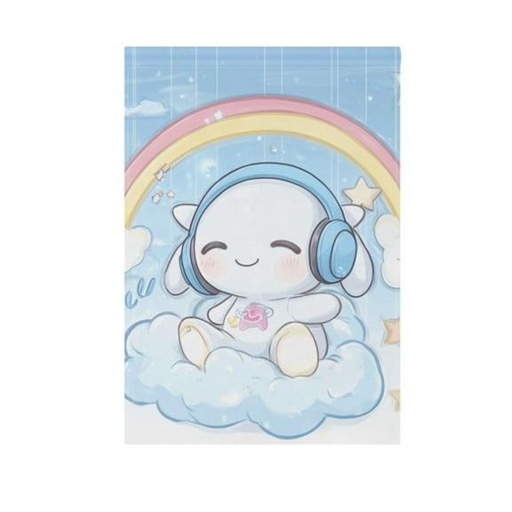 Lovely Rabbit Rainbow Clouds Stars Garden Flag 12X18 Double Sided Yard Flags for Outside Outdoor All Seasonal Decoration